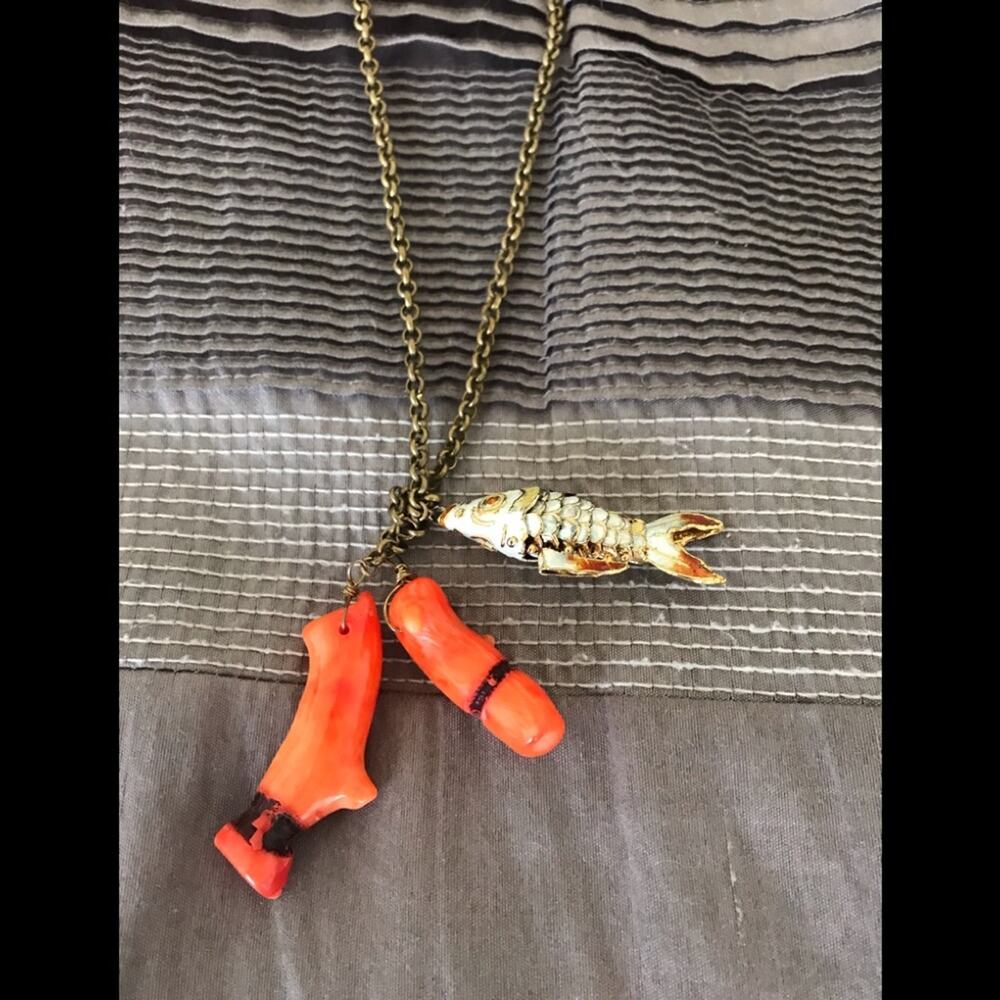 🗽Kenneth Jay Lane Fish and Coral Necklace